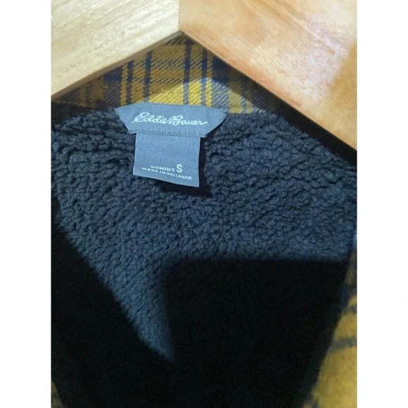 Eddie Bauer Men's Flannel Fleece Lined Shirt Jacket Yellow Plaid Outerwear Sz S - Picture 11 of 15